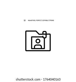 Personal file icon simple line icon vector illustration. Editable stroke. 48x48 Pixel Perfect.