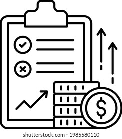 Personal Finance Concept, Coin with Board and Up Arrows Vector Icon Design, Business and Management Symbol, Banking and finance Sign, ECommerce and Delivery Stock illustration 