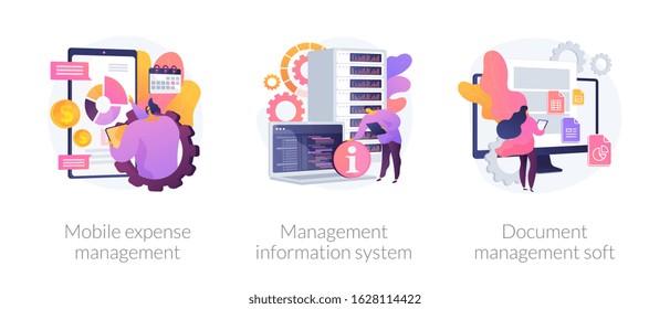 Personal Finance Control App And Data Center Automation. Mobile Expense Management, Management Information System, Document Management Soft Metaphors. Vector Isolated Concept Metaphor Illustrations