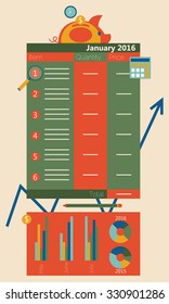 Personal finance / financial analysis. Budget planning concept. Can be used for control finance application, budget worksheet, vector organizer