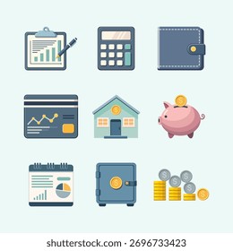 Conjunto de Ícones Simples de Finanças Pessoais