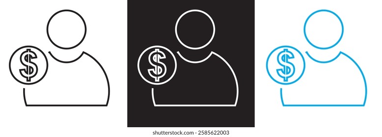 Personal finance icon . Containing budget, savings, expense, income, tax, loan, statement, etc.   isolated on white and black background. vector illustration. EPS 10