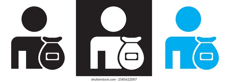 Personal finance icon . Containing budget, savings, expense, income, tax, loan, statement, etc.   isolated on white and black background. vector illustration. EPS 10