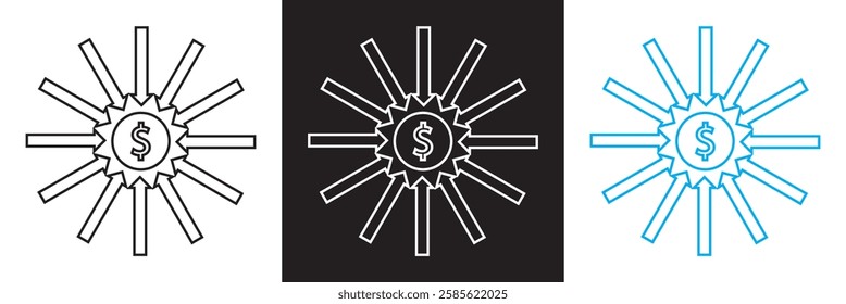 Personal finance icon . Containing budget, savings, expense, income, tax, loan, statement, etc.   isolated on white and black background. vector illustration. EPS 10