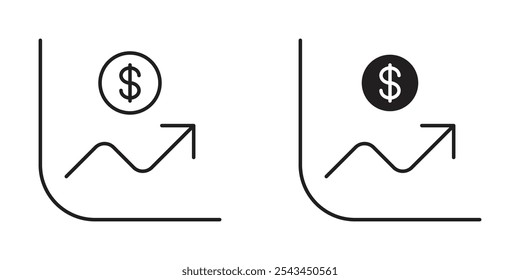 Icono de finanzas personales con signo de dólar y gráfico para el seguimiento de gastos