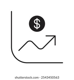 Icono de finanzas personales con signo de dólar y gráfico para el seguimiento de gastos