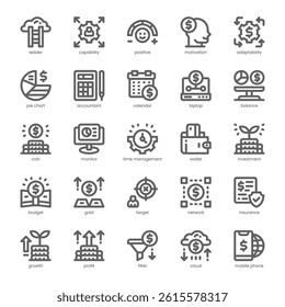Personal Finance Icon pack for your website, mobile, presentation, and logo design. Personal Finance Icon outline design. Vector graphics illustration and editable stroke.