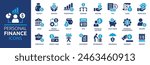 Personal finance icon set. Containing budget, savings, expense, income, tax, loan, statement, financial management, mortgage and more. Solid vector icons collection.