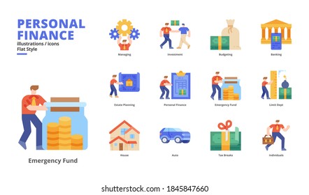 Juego de iconos de Personal Finance para medios digitales y medios de impresión.