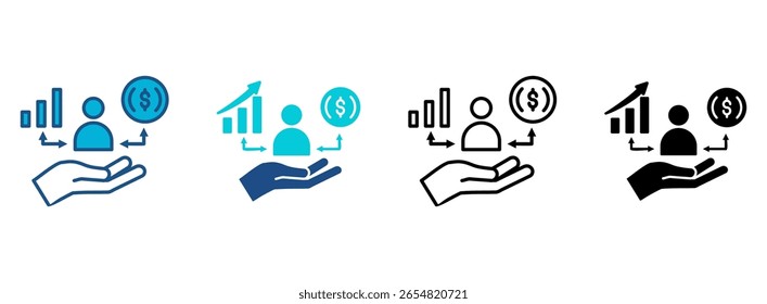 Conjunto de iconos de finanzas personales con varios estilos. Ilustración vectorial