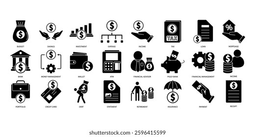 Personal finance icon set . Personal finance pack vector elements for infographic web. with trend color