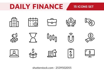 Personal Finance Icon Set. Sleek and intuitive icons for budgeting, saving, and investing, perfect for financial apps, tools, and websites to empower users in managing their money effectively.