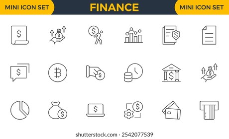 Personal Finance Icon Set. Sleek and intuitive icons for budgeting, saving, and investing, perfect for financial apps, tools, and websites to empower users in managing their money effectively.
