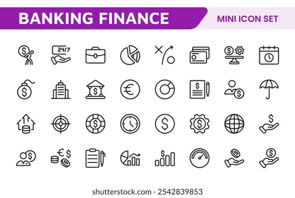 Personal Finance Icon Set. Sleek and intuitive icons for budgeting, saving, and investing, perfect for financial apps, tools, and websites to empower users in managing their money effectively.