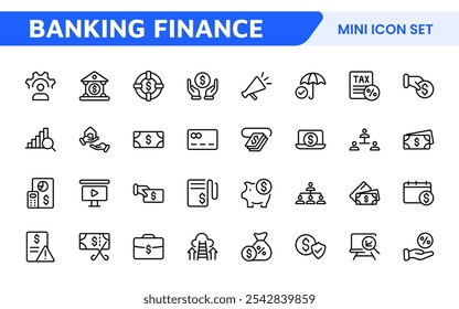 Personal Finance Icon Set. Sleek and intuitive icons for budgeting, saving, and investing, perfect for financial apps, tools, and websites to empower users in managing their money effectively.