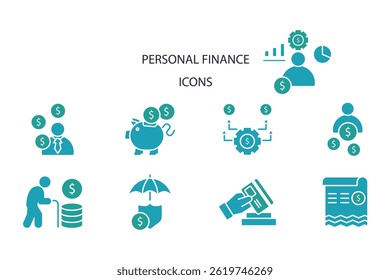 personal finance icon set. personal finance vector.Editable stroke.linear style sign for use web design,logo.Symbol illustration.