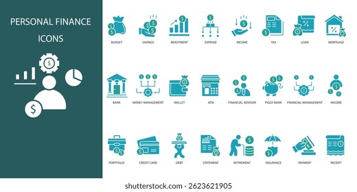 personal finance icon set. personal finance vector.Editable stroke.linear style sign for use web design,logo.Symbol illustration.