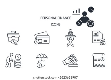 personal finance icon set. personal finance vector.Editable stroke.linear style sign for use web design,logo.Symbol illustration.
