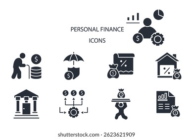 personal finance icon set. personal finance vector.Editable stroke.linear style sign for use web design,logo.Symbol illustration.