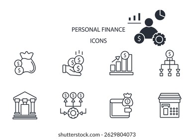 personal finance icon set. personal finance vector.Editable stroke.linear style sign for use web design,logo.Symbol illustration.