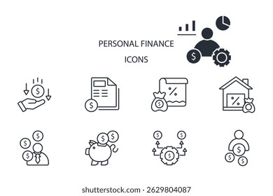 personal finance icon set. personal finance vector.Editable stroke.linear style sign for use web design,logo.Symbol illustration.