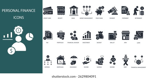 personal finance icon set. personal finance vector.Editable stroke.linear style sign for use web design,logo.Symbol illustration.
