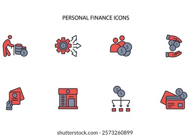 Personal finance icon set.vector.Editable stroke.linear style sign for use web design,logo.Symbol illustration.