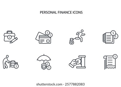 Personal finance icon set.vector.Editable stroke.linear style sign for use web design,logo.Symbol illustration.