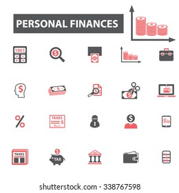 personal finance  icons, signs vector concept set for infographics, mobile, website, application
