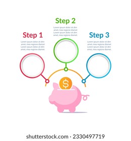 Personal finance infographic chart design template. Abstract infochart with copy space. Instructional graphics with 3 step sequence. Visual data presentation. Lato, Arial fonts used