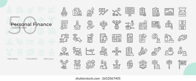 Personal Finance Line Editable Icons set. Vector illustration in modern thin line style of medical icons: personal, finance, management, etc