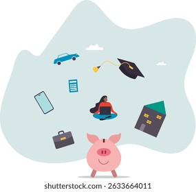 Personal finance money management, expense, cost and budget calculation for education, housing mortgage or car loan.character for design.