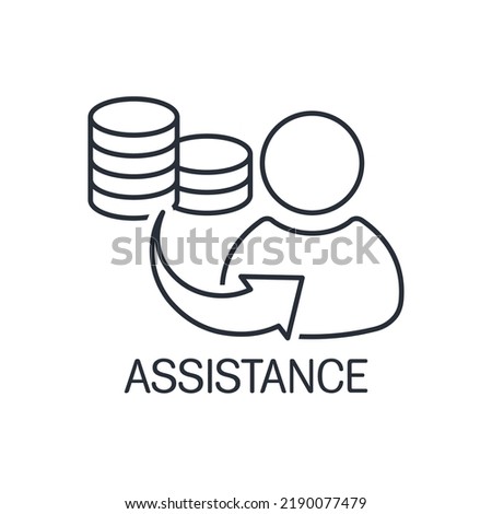 Personal financial assistance.Vector linear icon isolated on white background.
