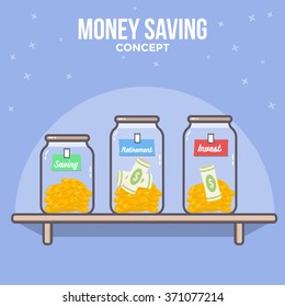 Personal financial management. Money saving, Money management. Money plan. Vector illustration.