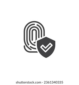 Icono del vector de confirmación de huellas digitales personales. signo plano relleno para concepto móvil y diseño web. Icono de glifo confirmado de identificación. Símbolo, ilustración del logotipo. Gráficos vectoriales