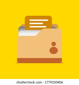 Icono plano de carpeta personal. Icono principal de negocio con fondo amarillo. Listo para usar en sitios web, aplicaciones móviles, presentación y cualquier otro proyecto.