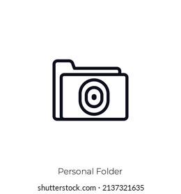 Icono de carpeta personal. Diseño de icono de estilo de esquema aislado en fondo blanco