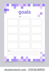 Personal goal setting worksheet design template. High motivation. Blank printable sheet. Time management sample. Scheduling page for organizing personal tasks. Barlow Bold, Oxygen Regular fonts used