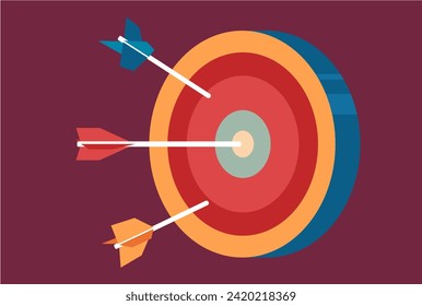 Personal goals concept illustration with missed and hit targets. Gains and losses. Vector.