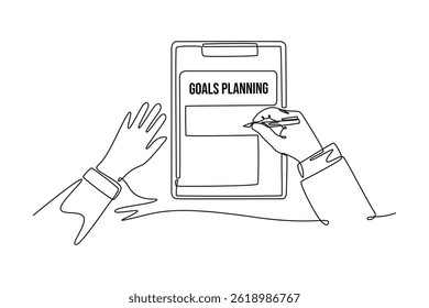 Personal goals concept. Single line draw design. Vector graphic illustration