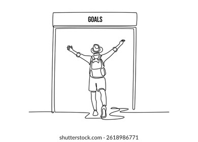 Personal goals concept. Single line draw design. Vector graphic illustration