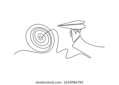 Conceito de metas pessoais. Design de desenho de linha única. Ilustração gráfica vetorial