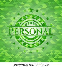 Personal green emblem with mosaic background