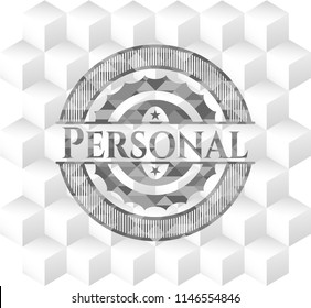 Personal grey emblem with cube white background