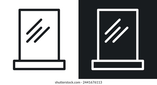 Personal Grooming Mirror Icons. Bathroom Vanity and Makeup Mirror Symbols.