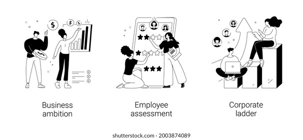 Personal Growth Abstract Concept Vector Illustration Set. Business Ambition, Employee Assessment, Corporate Ladder, Goal Achievement, Startup Project Support, Job Performance Review Abstract Metaphor.