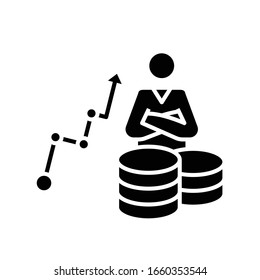 Personal growth black icon, concept illustration, vector flat symbol, glyph sign.