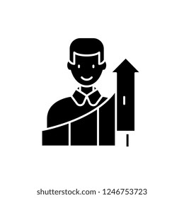 Personal growth black icon, vector sign on isolated background. Personal growth concept symbol, illustration 