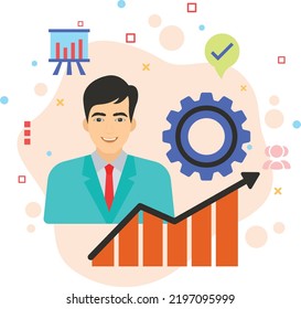 Personal Growth and challenges Vector color Icon design, Career Improvement and Development of an Employee Concept, Hrm Symbol, hr Sign, Business Character stock illustration
