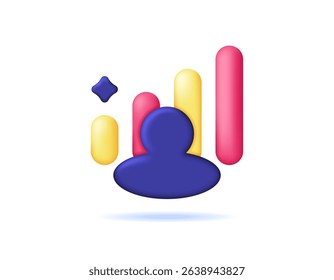 personal growth concept. ability, performance, skills, continue to increase and develop. improvement and development. illustration of symbol of person with increasing graph. symbol. 3d style
